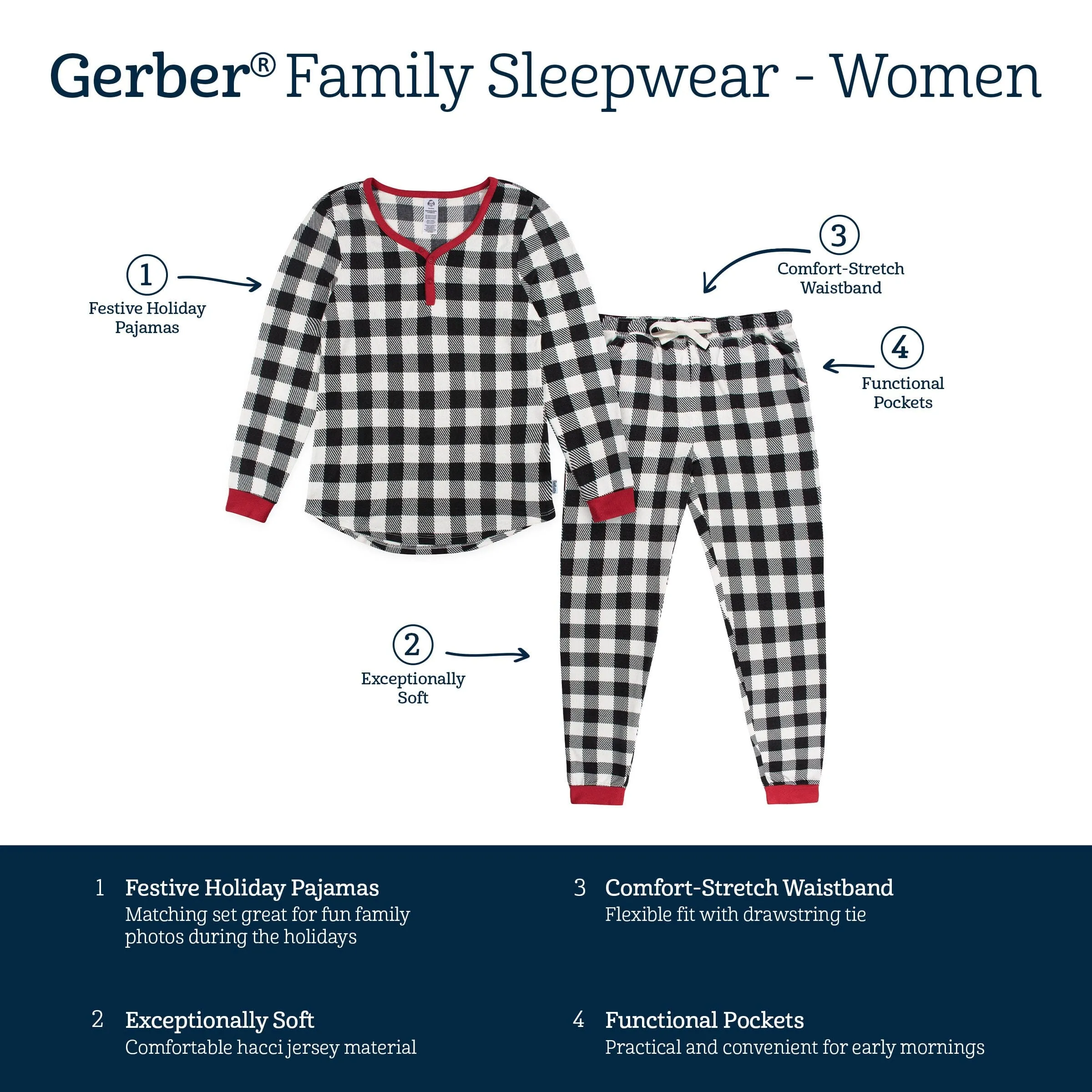 2-Piece Women's Buffalo Plaid Hacci Pajama Set