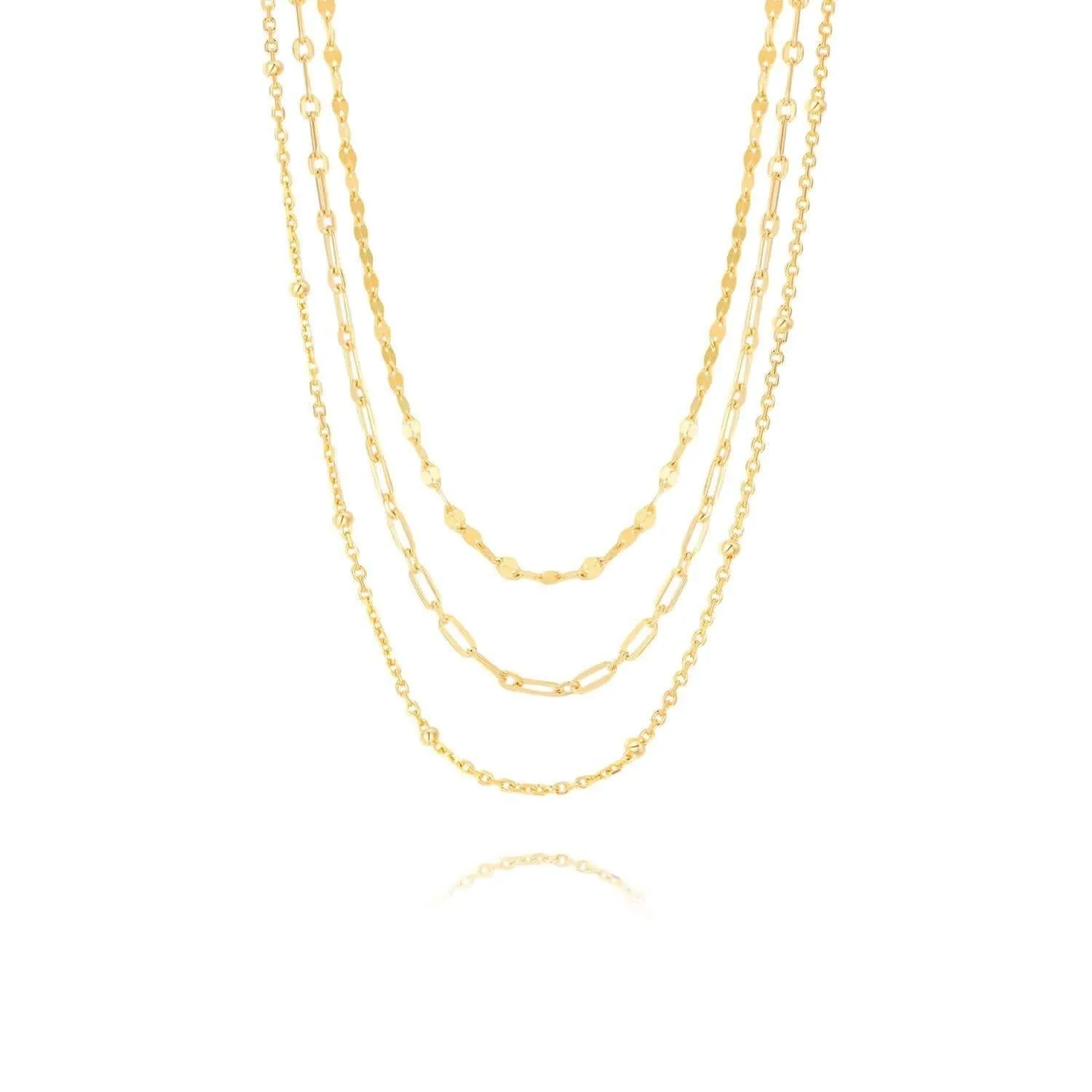 925 Silver Three layers Chain Necklaces