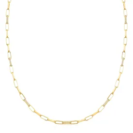 9ct Yellow Gold Silver Filled 45cm Long Belcher Chain with Cubic Zirconia Necklace