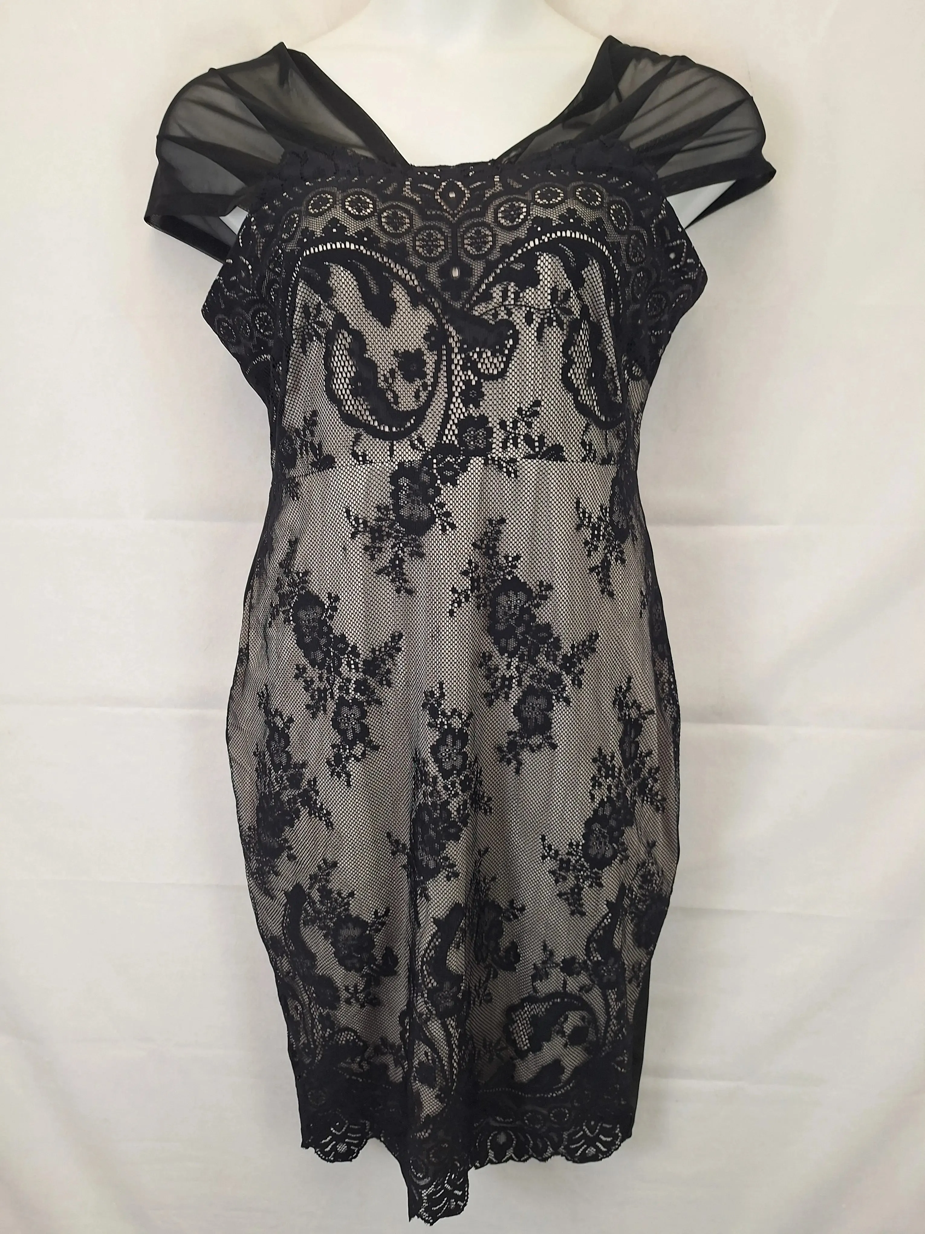 Assorted Brands Fancy Lace Evening Midi Dress Size 16