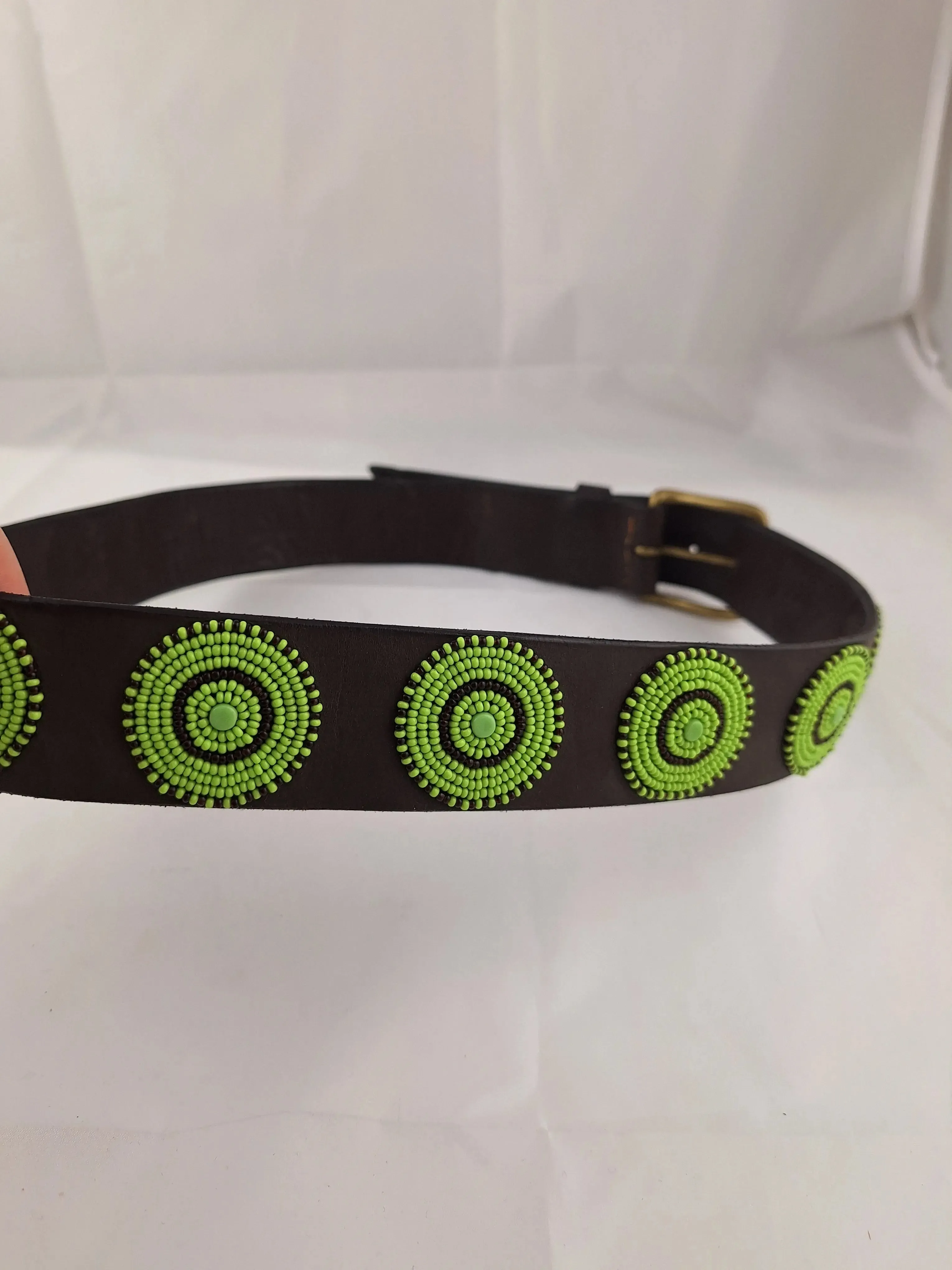 Assorted Brands Funky Lime Circle Beaded Belt Size OSFA