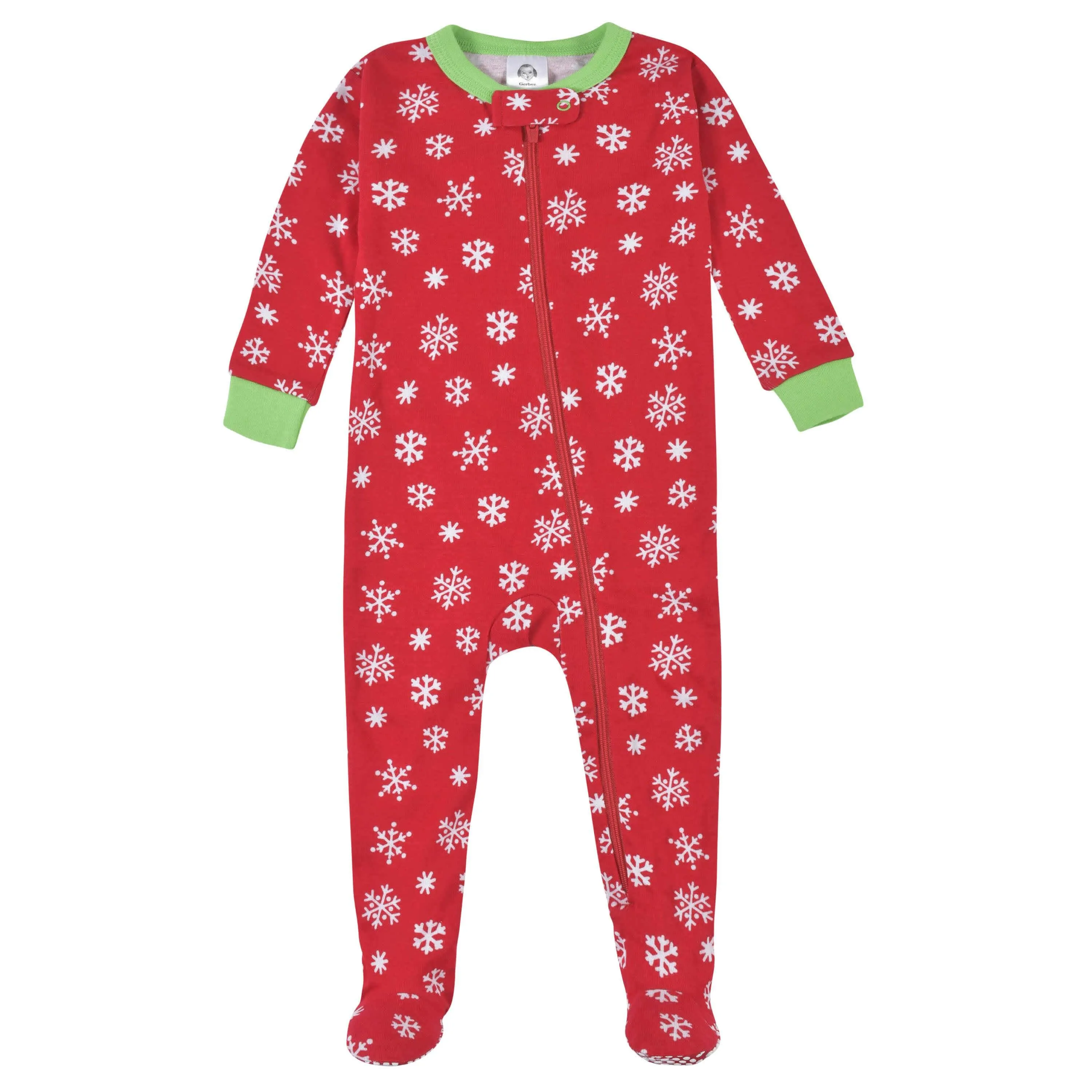 Baby Neutral Snowflake Snug Fit Footed Cotton Pajamas