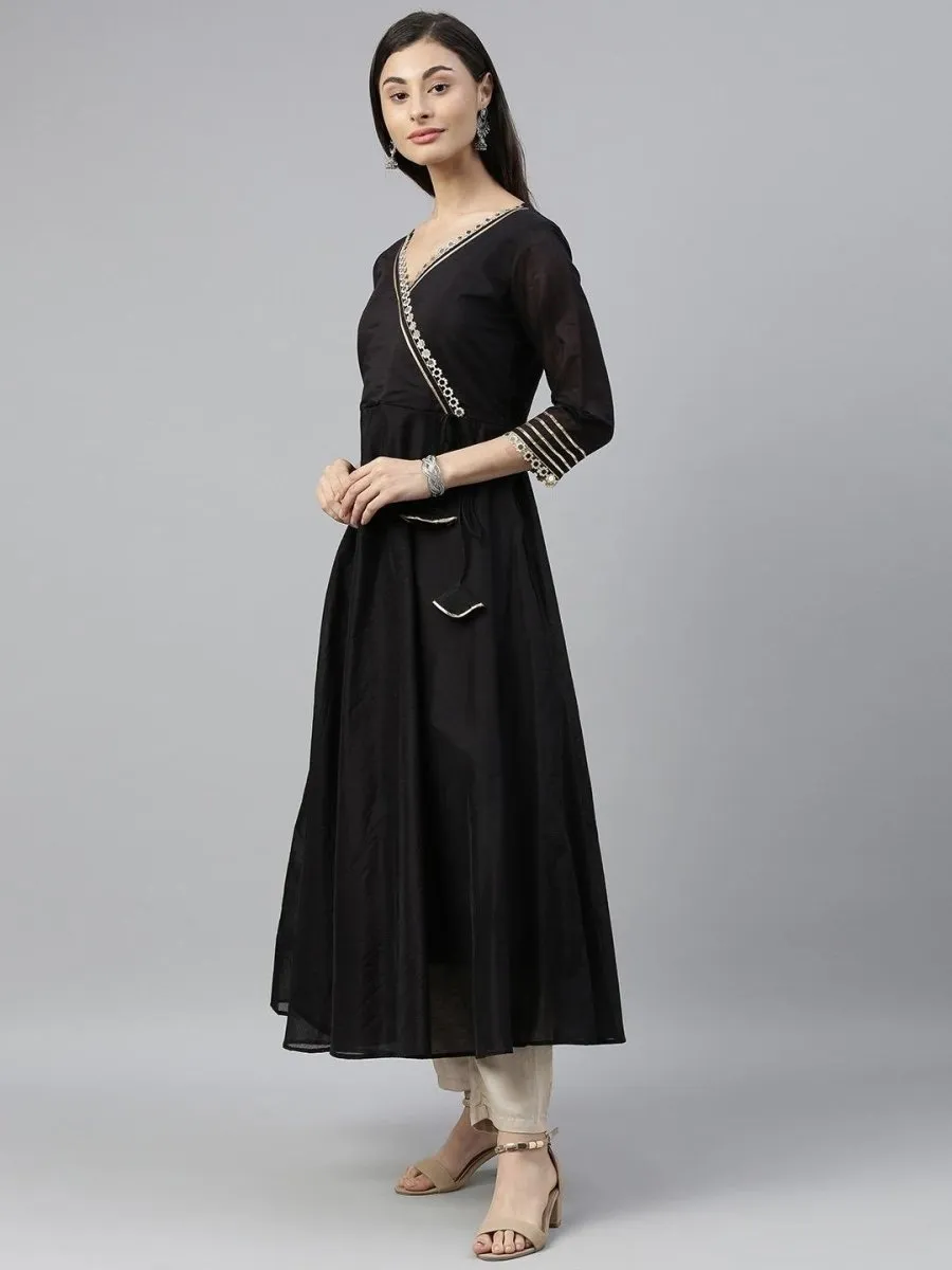 Black Mirror Embellished Anarkali Kurta