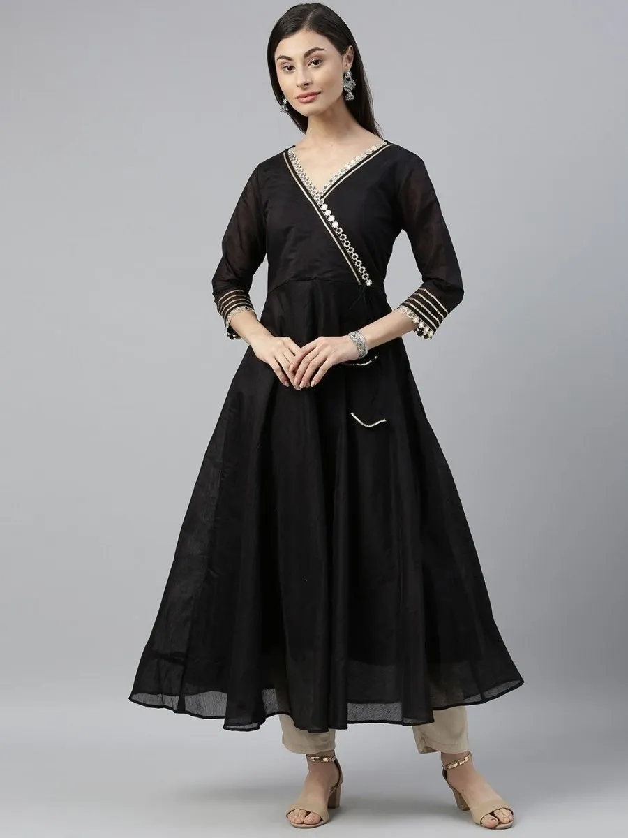 Black Mirror Embellished Anarkali Kurta