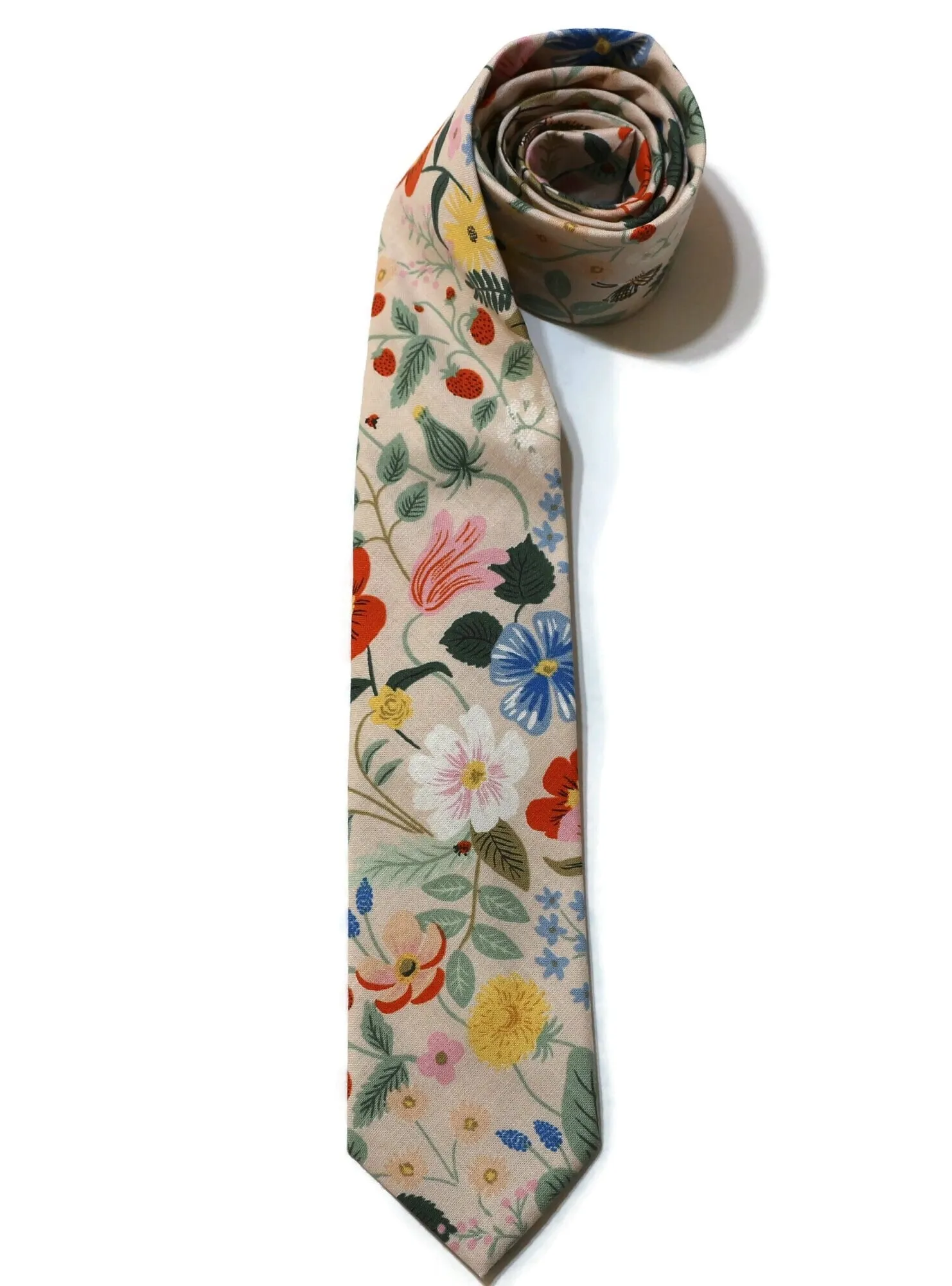 Blush Strawberry Fields Floral Necktie