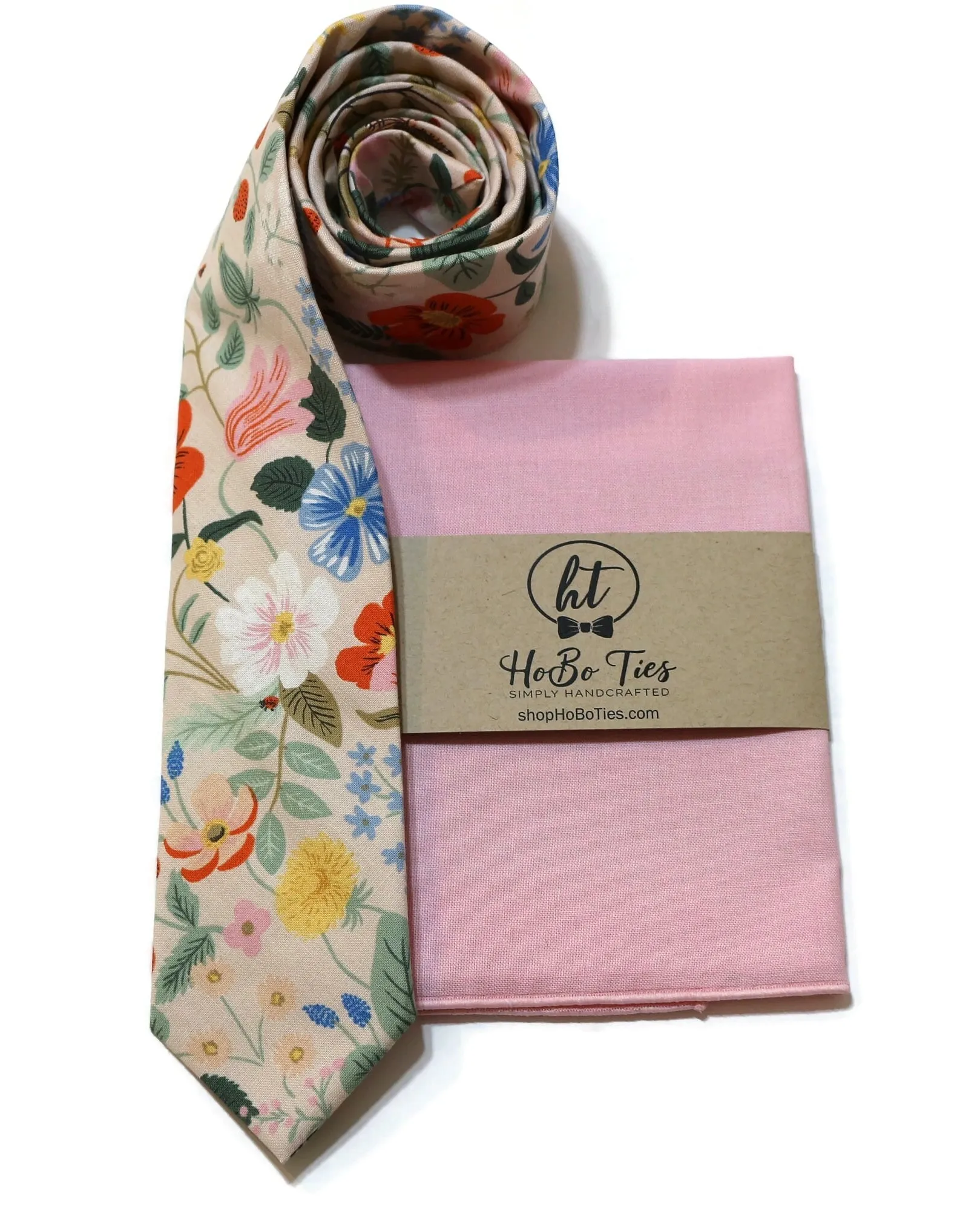 Blush Strawberry Fields Floral Necktie