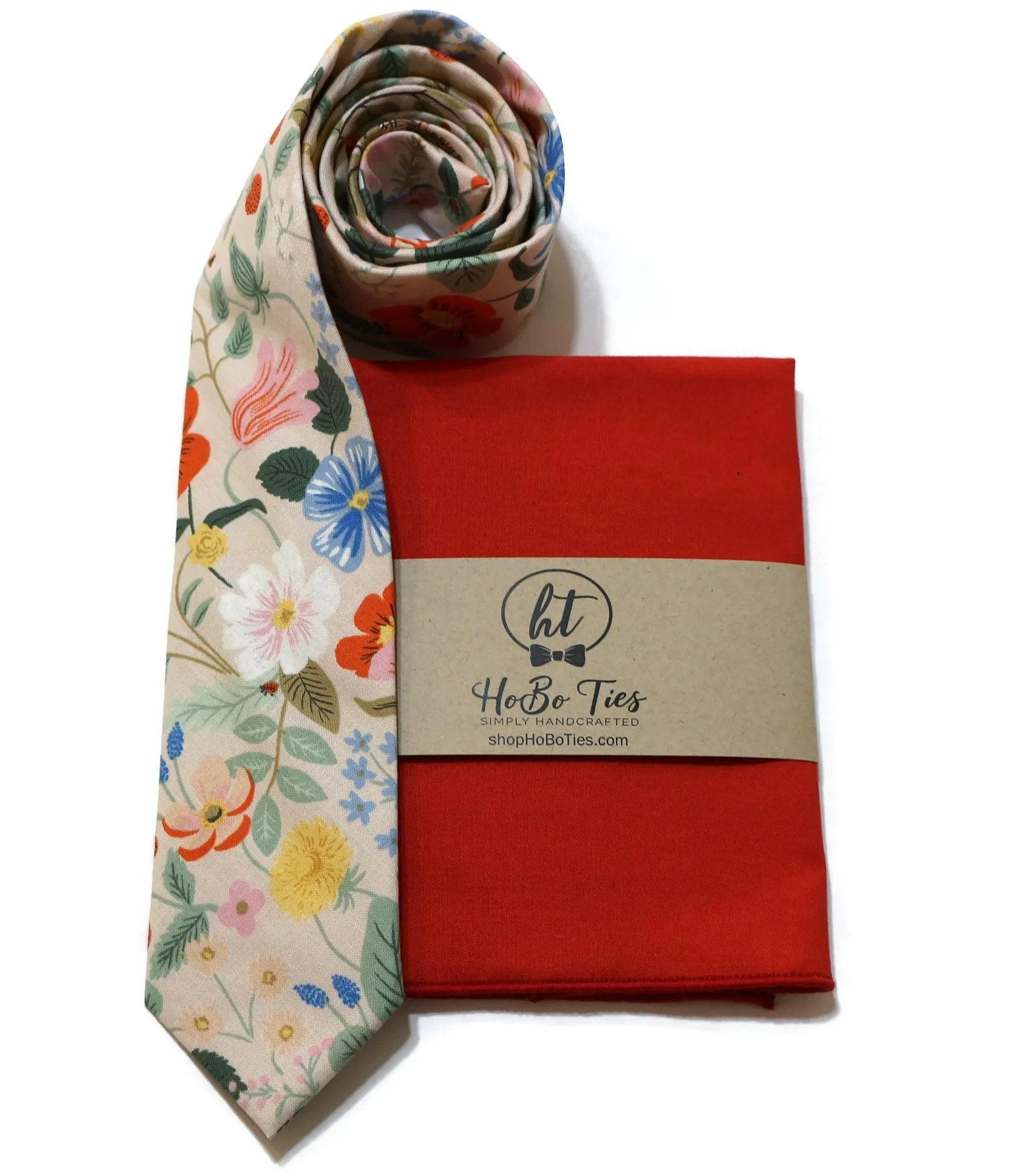 Blush Strawberry Fields Floral Necktie