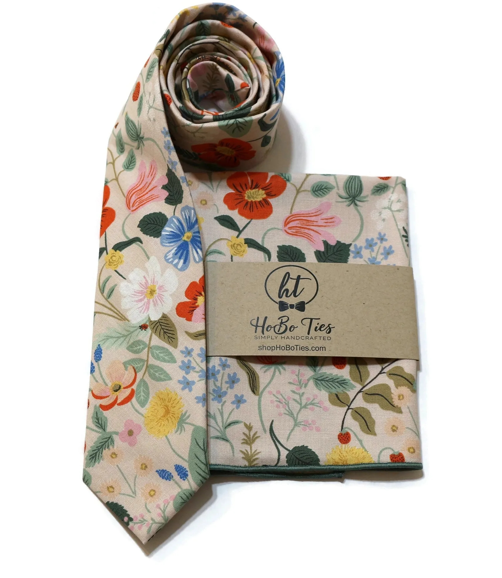 Blush Strawberry Fields Floral Necktie