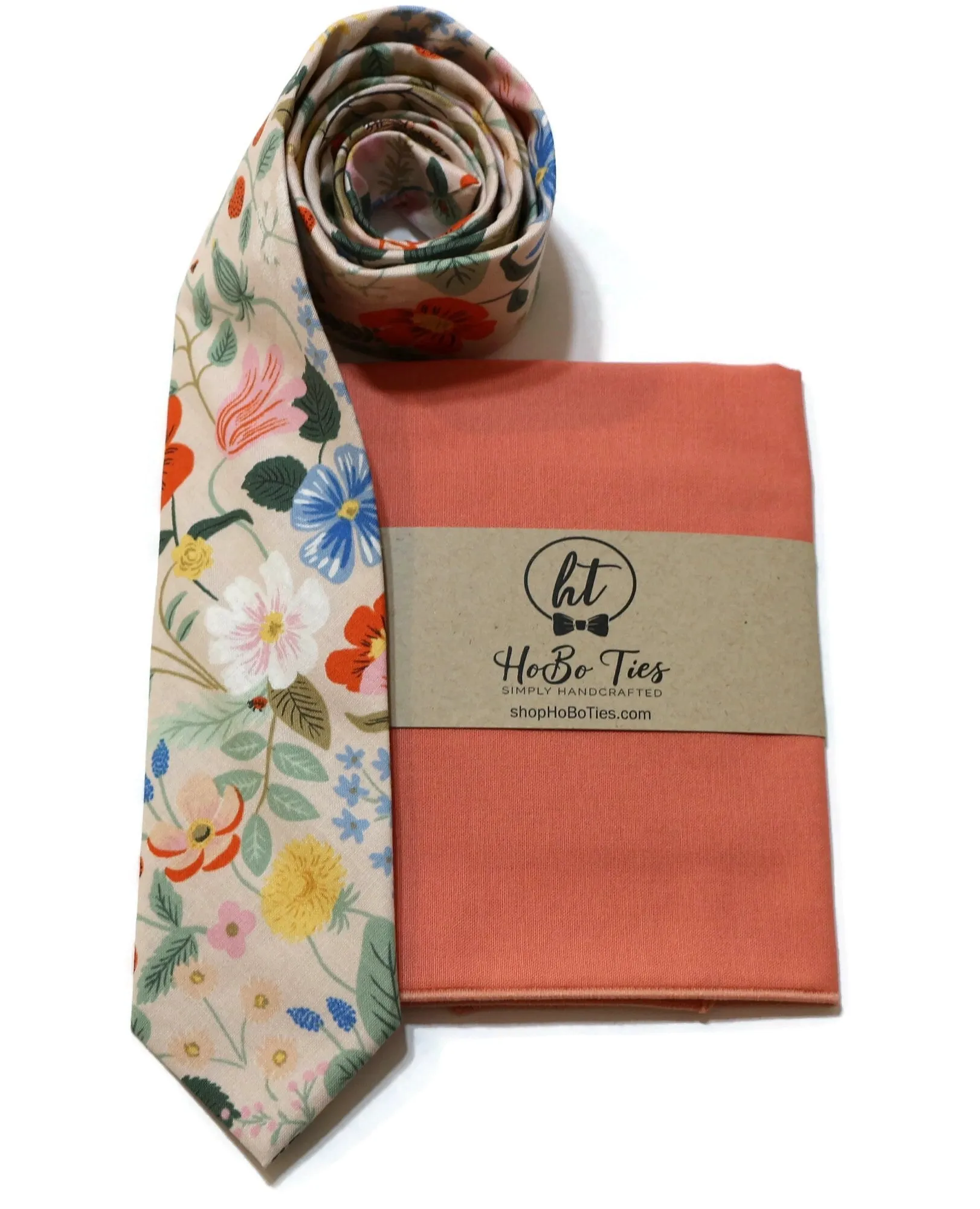 Blush Strawberry Fields Floral Necktie