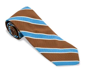 Brown/Blue Crescent Stripes Necktie - F5552