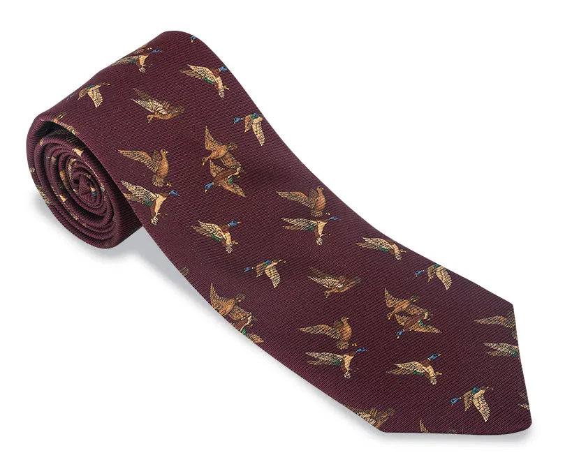 Burgundy Brookside Ducks Necktie - F5330