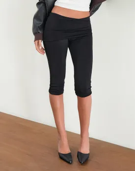 Chantira Fold Over Capri Trousers in Slinky Black