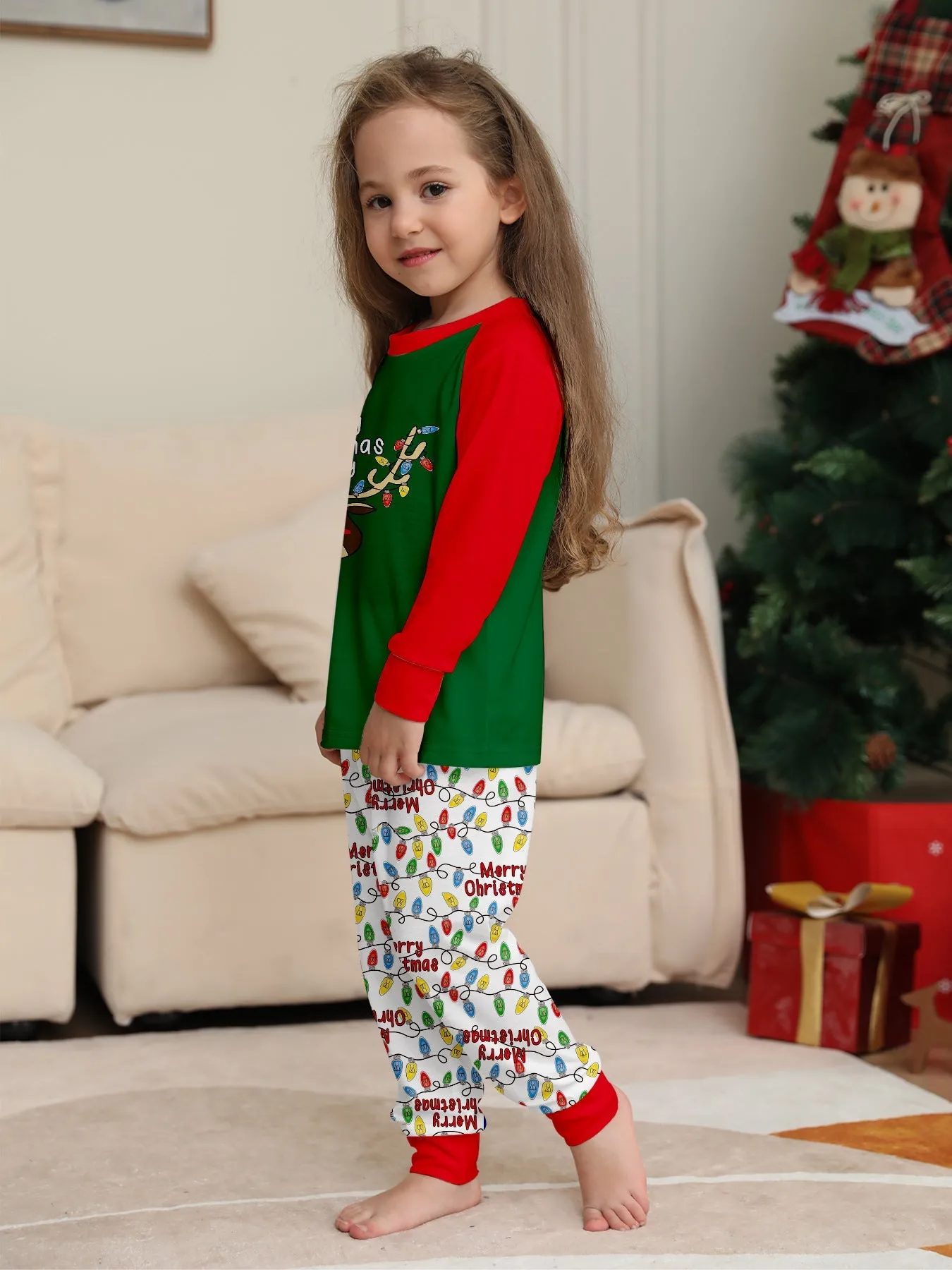 Christmas Antlers Printed Family Matching Christmas Pajamas Sets