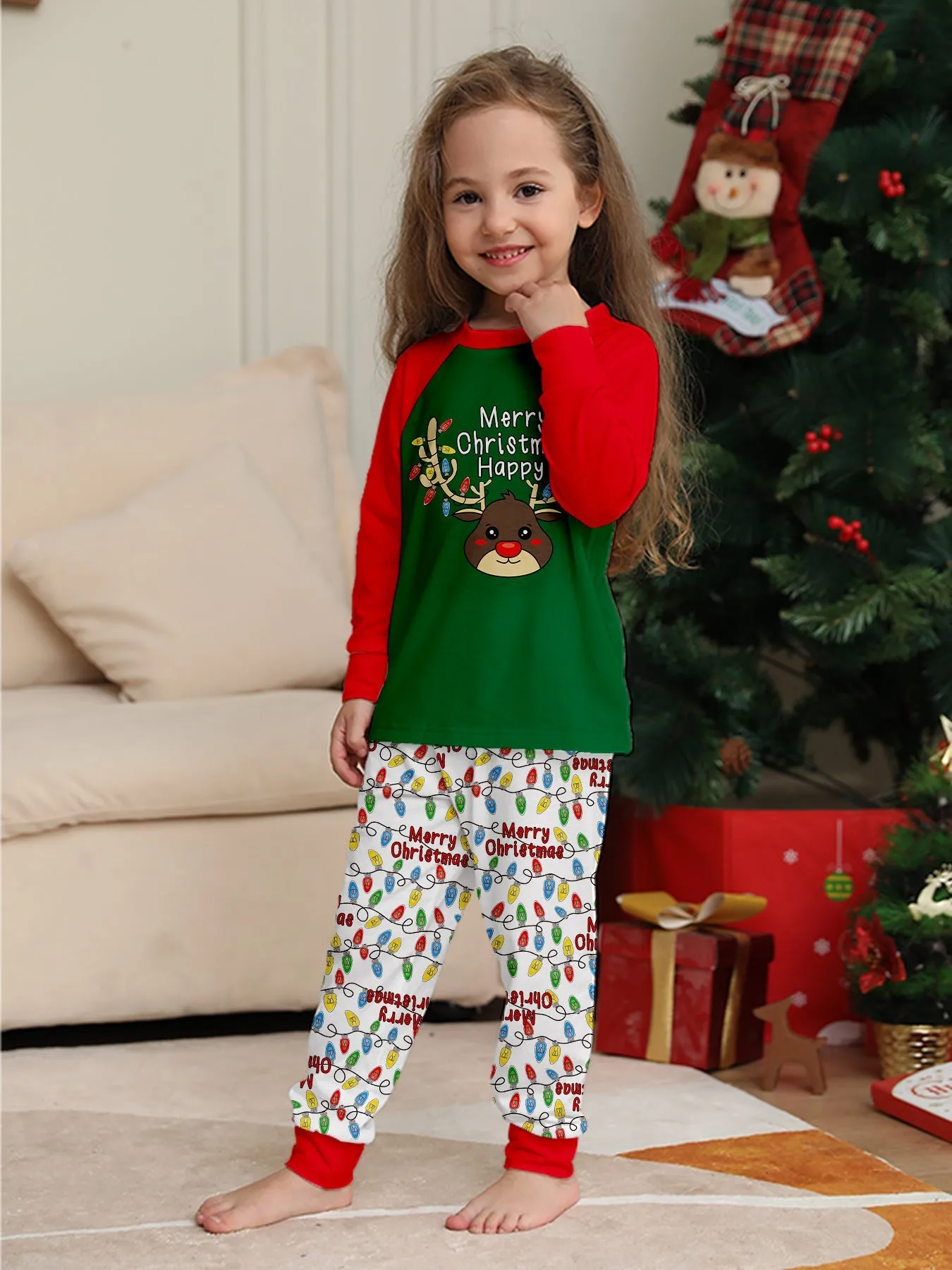 Christmas Antlers Printed Family Matching Christmas Pajamas Sets