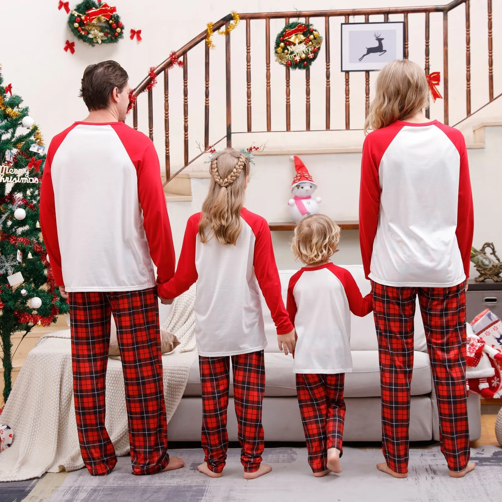 Christmas Cousin Crew red plaid family matching Christmas pajamas