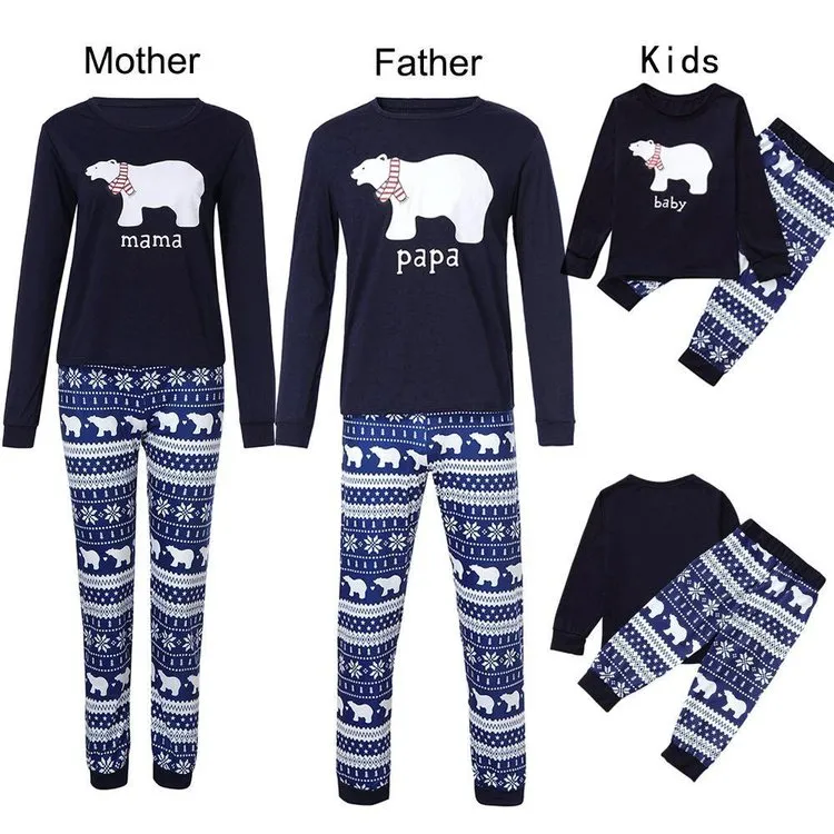 Christmas Family Bear Print Matching Pajamas Set