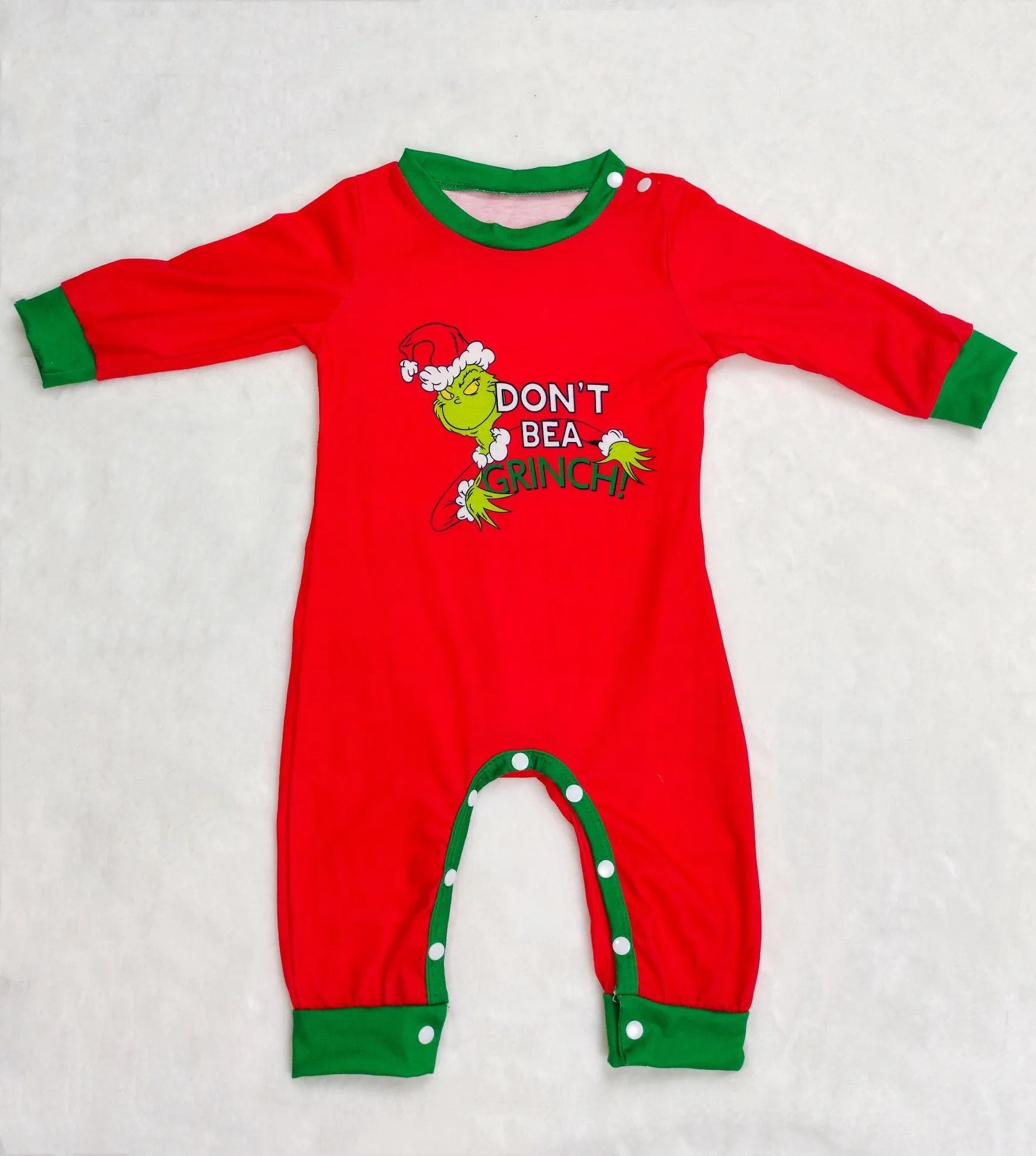 Christmas Grinch Family Pajama Set with Monogram Print