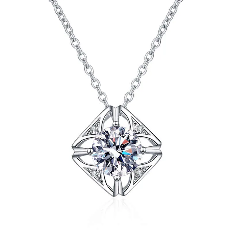 Classic Square Block Moissanite Necklace