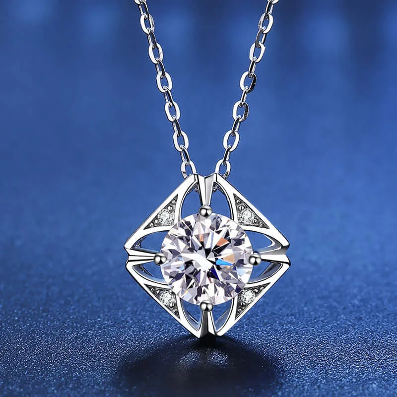 Classic Square Block Moissanite Necklace