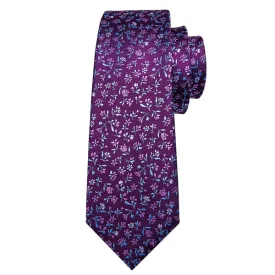 Classy Men Purple Flower Silk Tie