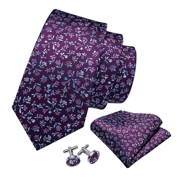 Classy Men Purple Flower Silk Tie