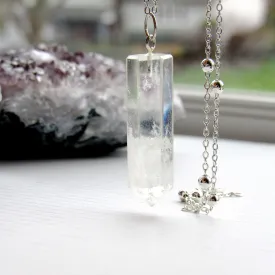 Clear Quartz Silver Bulb Necklaces