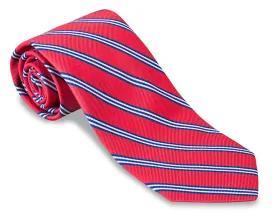 Coral/ Blue Brooks Striped Necktie - F2319