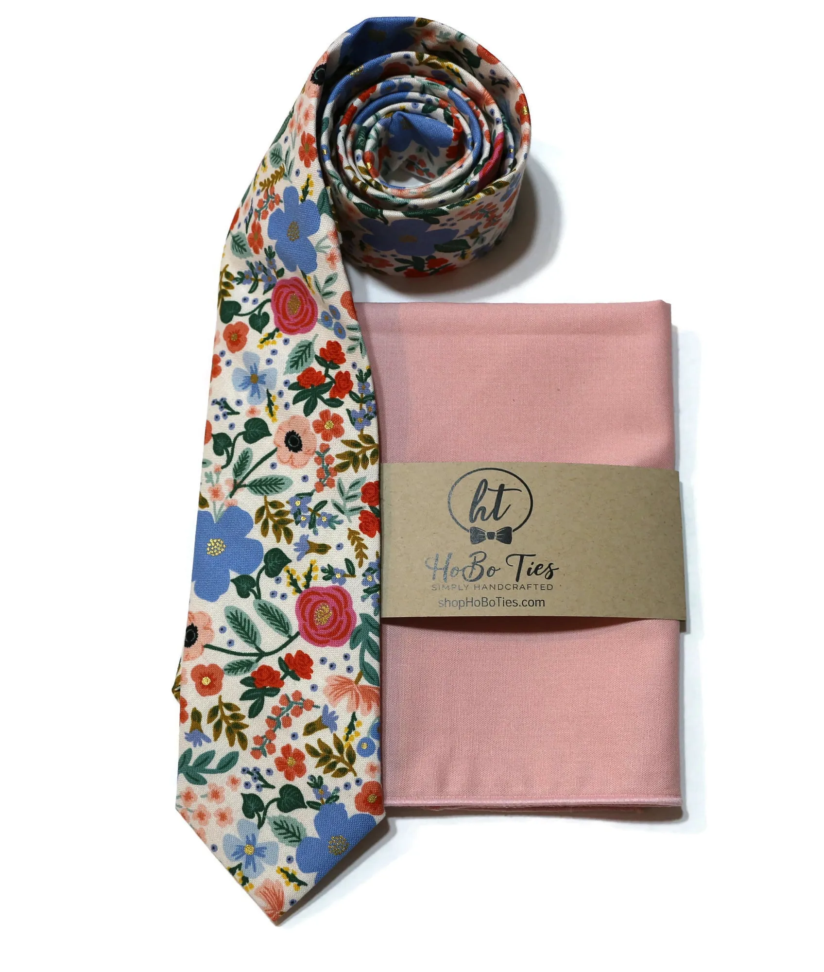 Cream Wild Rose Floral Necktie