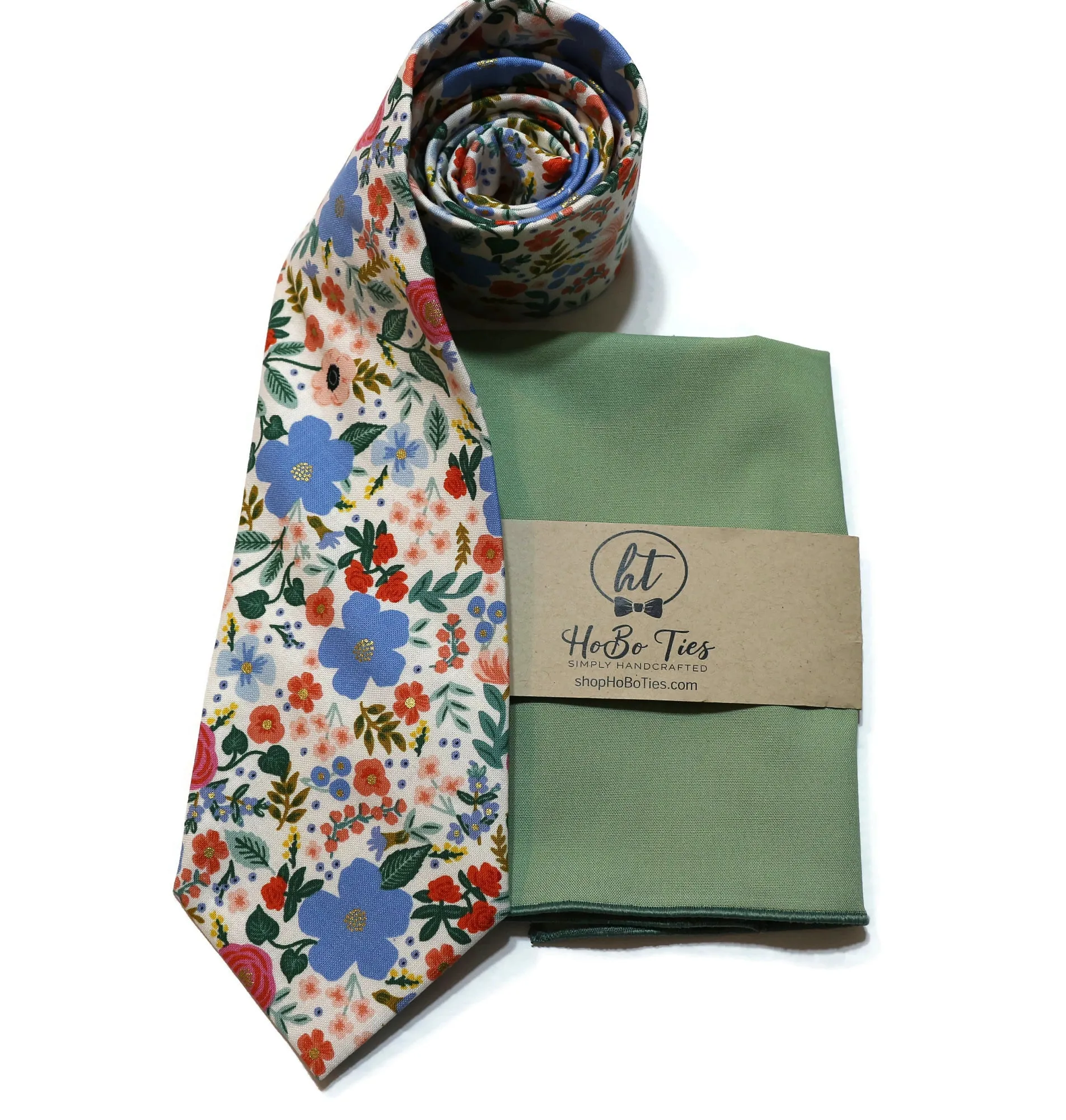 Cream Wild Rose Floral Necktie