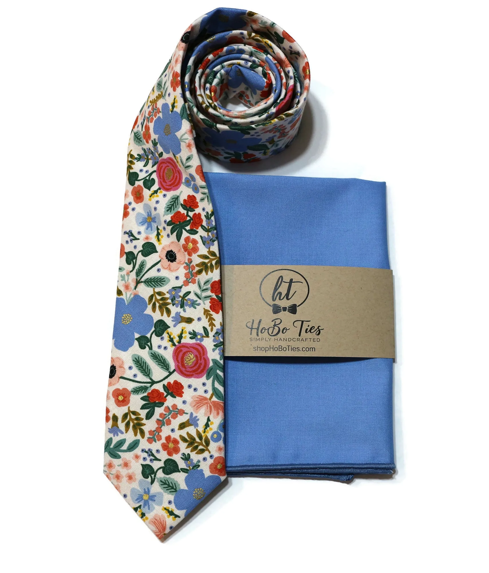 Cream Wild Rose Floral Necktie