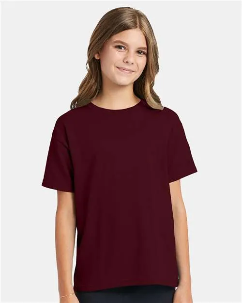 Custom Embroidered - Hanes - Ecosmart™ Youth T-Shirt - Maroon - 5370