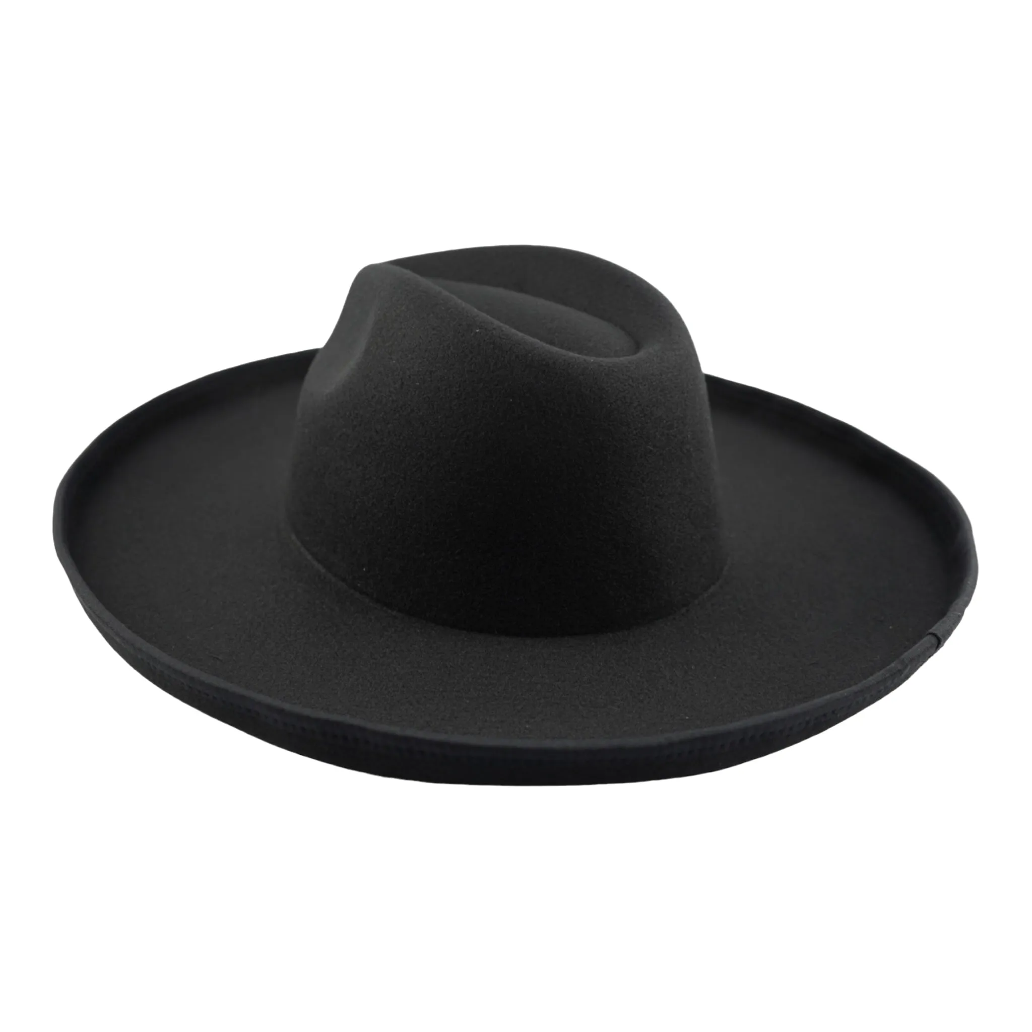 Dallas Plain Pencil Brim Fedora - Black