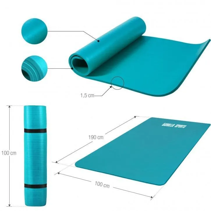 Deluxe NBR Yoga Mat XL Blue 190x100x1.5cm