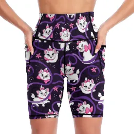 Disney Aristocats Marie Because I'm A Lady Women's Knee Length Athletic Yoga Shorts With Pockets