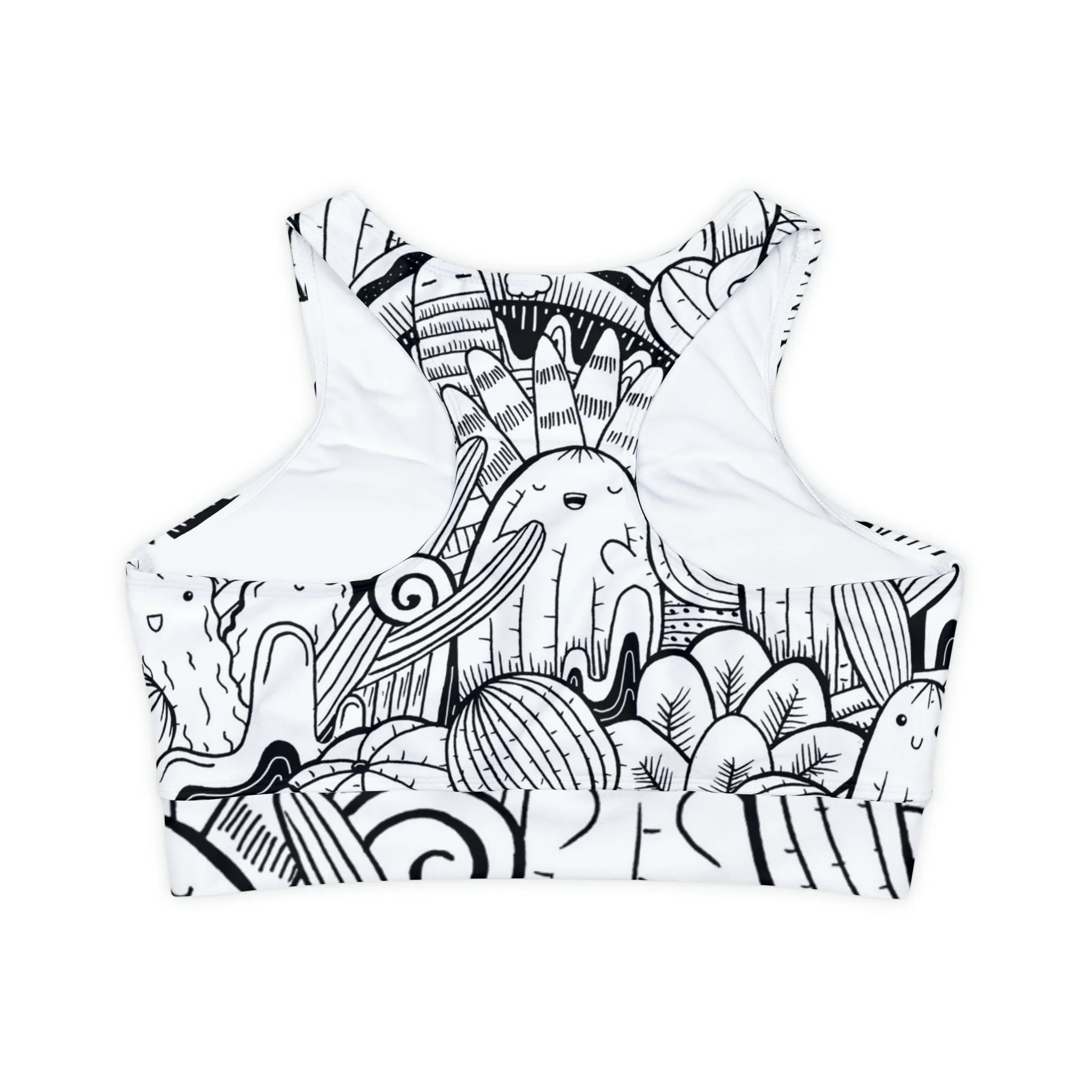 Doodle Cactus - Inovax Padded Sports Bra