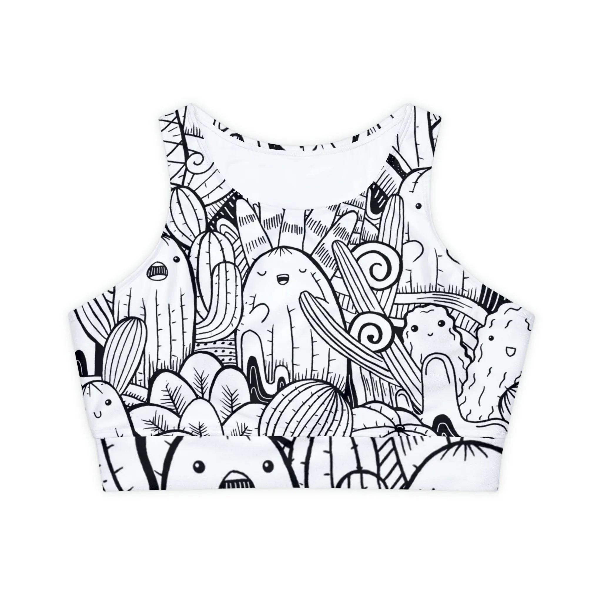 Doodle Cactus - Inovax Padded Sports Bra