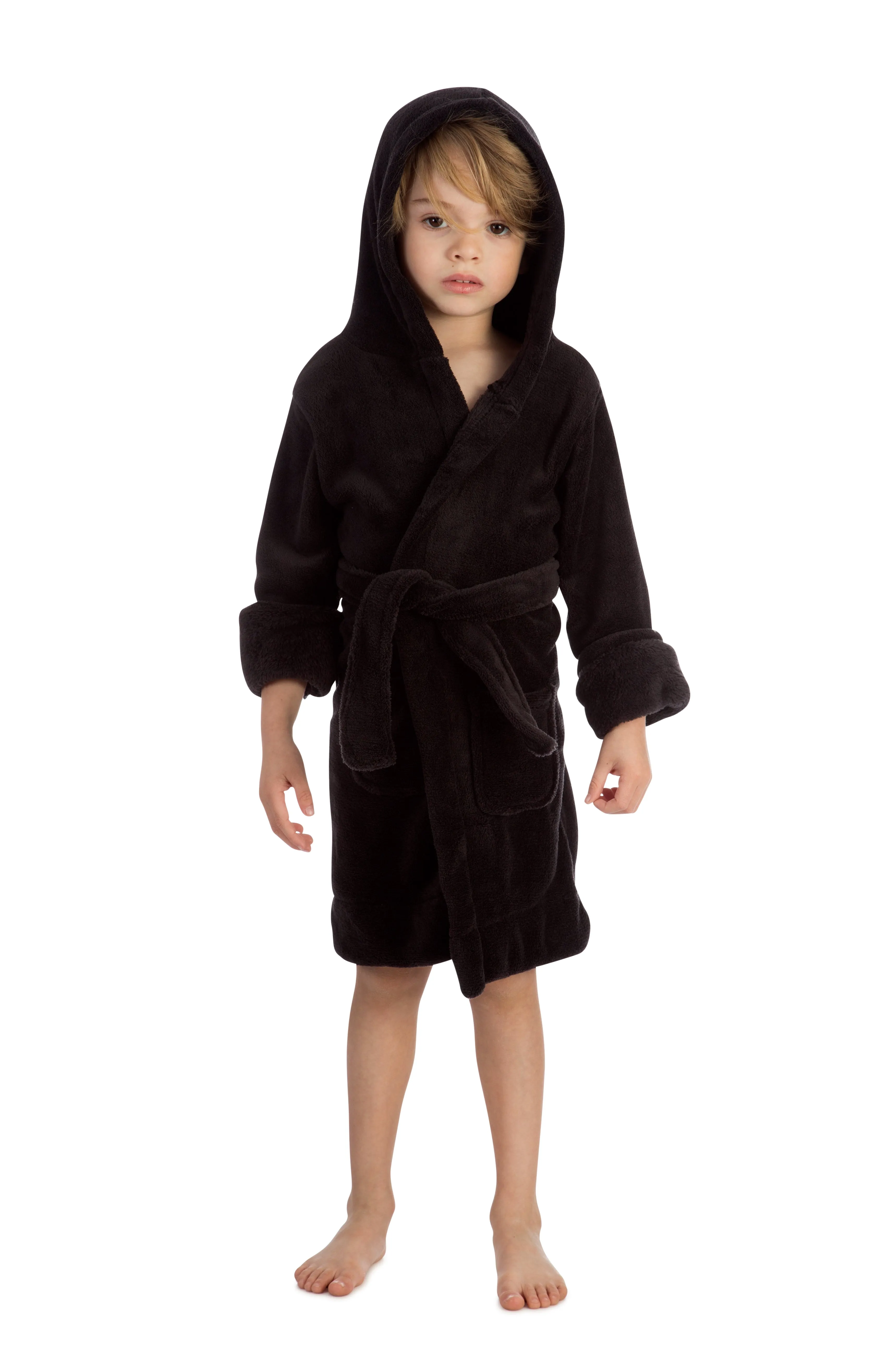 Elowel Boys Girls Hooded Childrens Fleece Sleep Robe Multiple  Colors  Size 2 Toddler -14Y