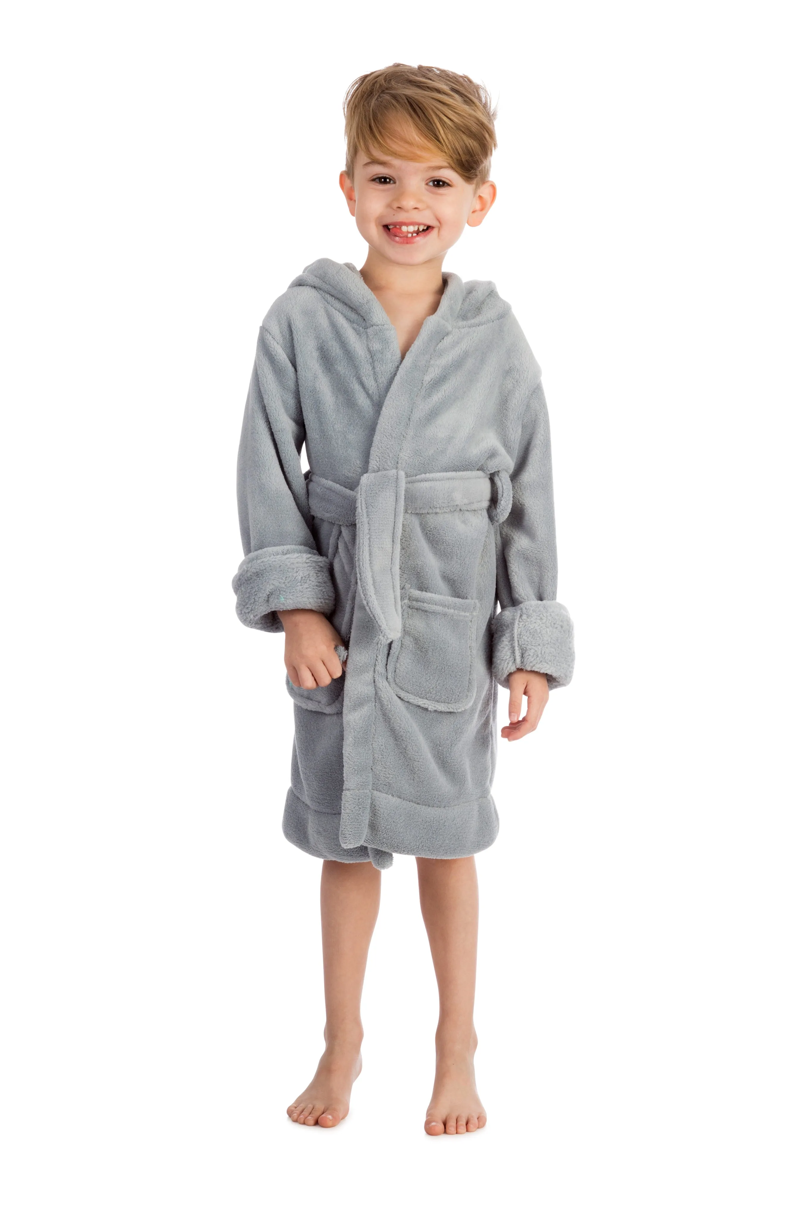 Elowel Boys Girls Hooded Childrens Fleece Sleep Robe Multiple  Colors  Size 2 Toddler -14Y