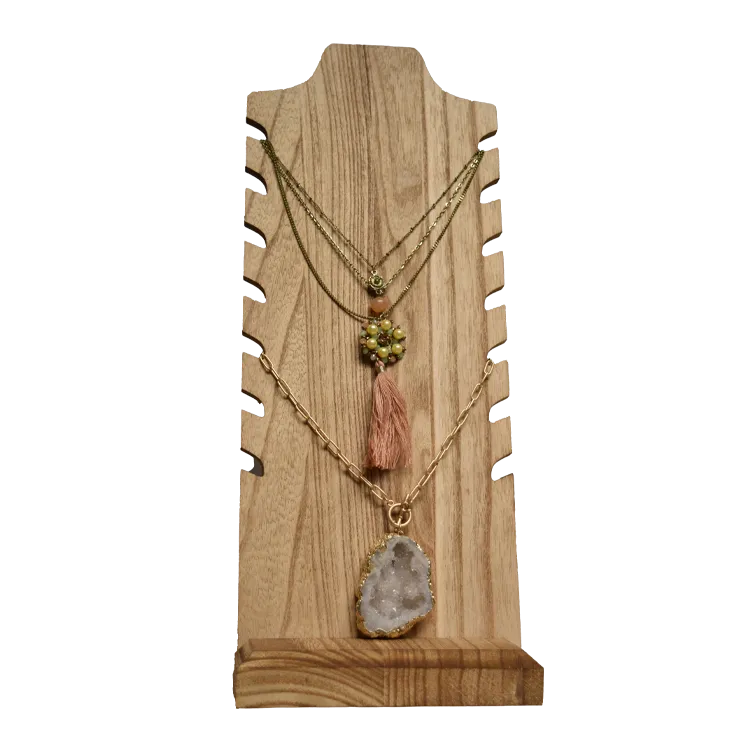 Empty Wooden Necklace Display Stand