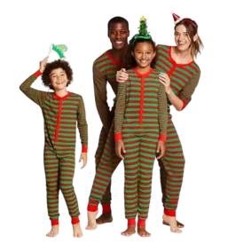 Family Matching One-Piece Striped Christmas Set