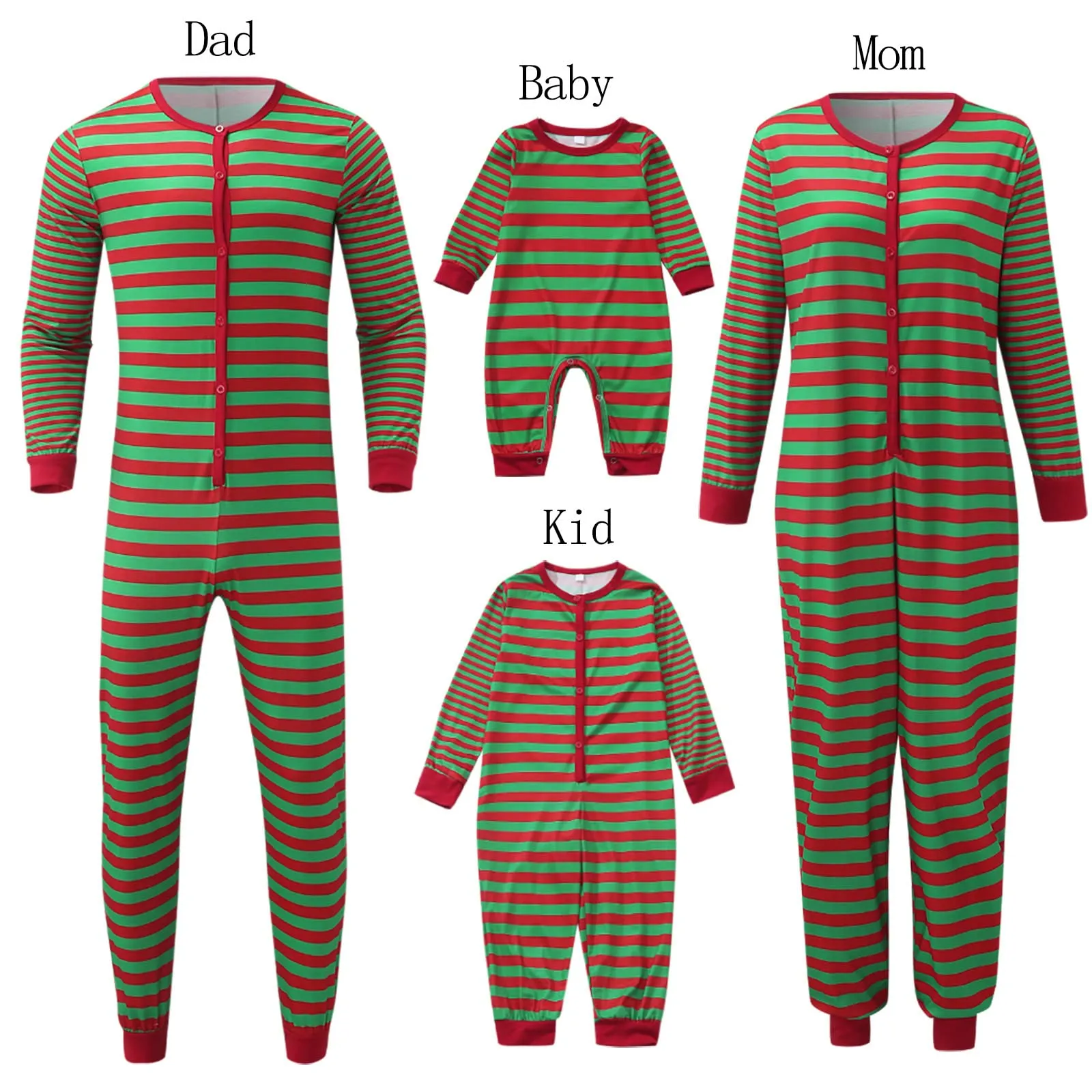 Family Matching One-Piece Striped Christmas Set