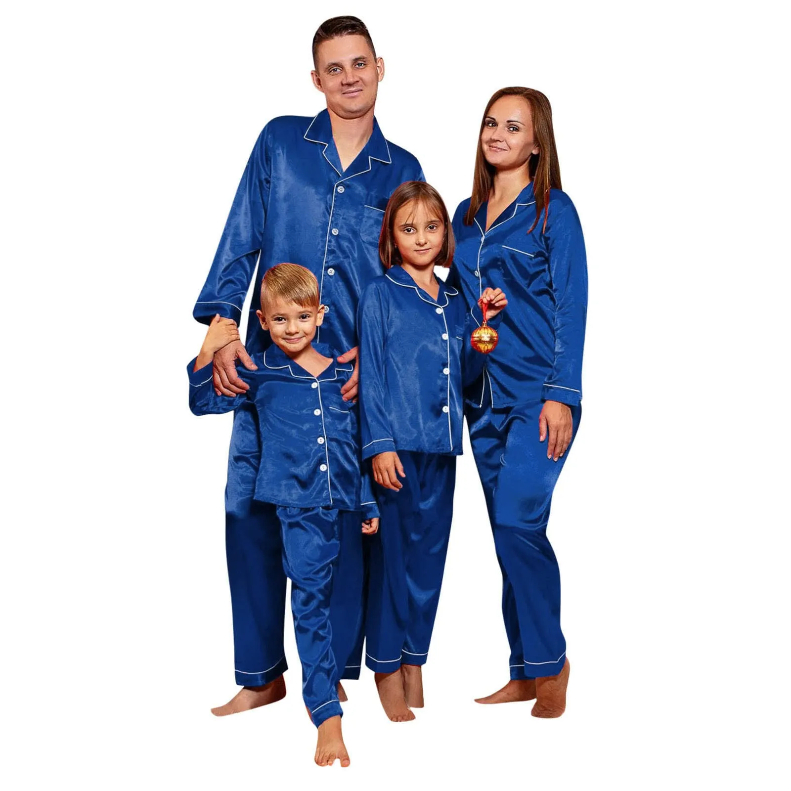 Family Matching Solid Color Silk Pajamas