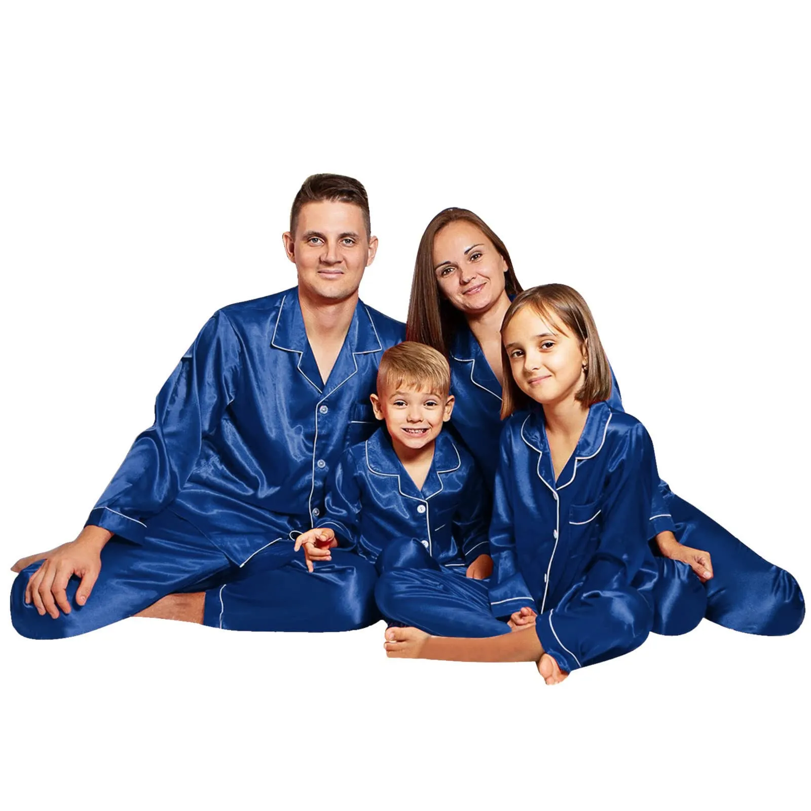 Family Matching Solid Color Silk Pajamas