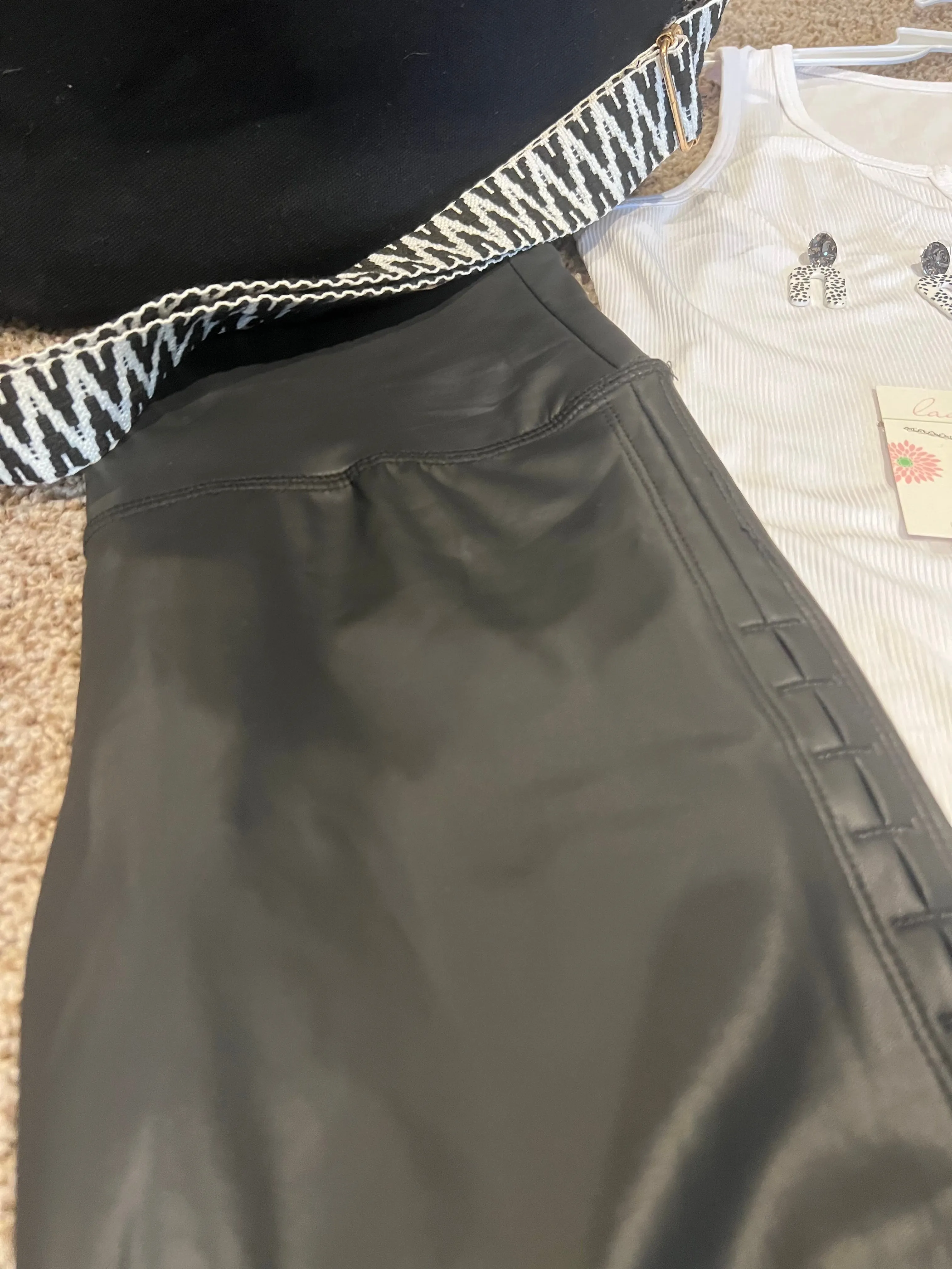 Faux leather knit leggings