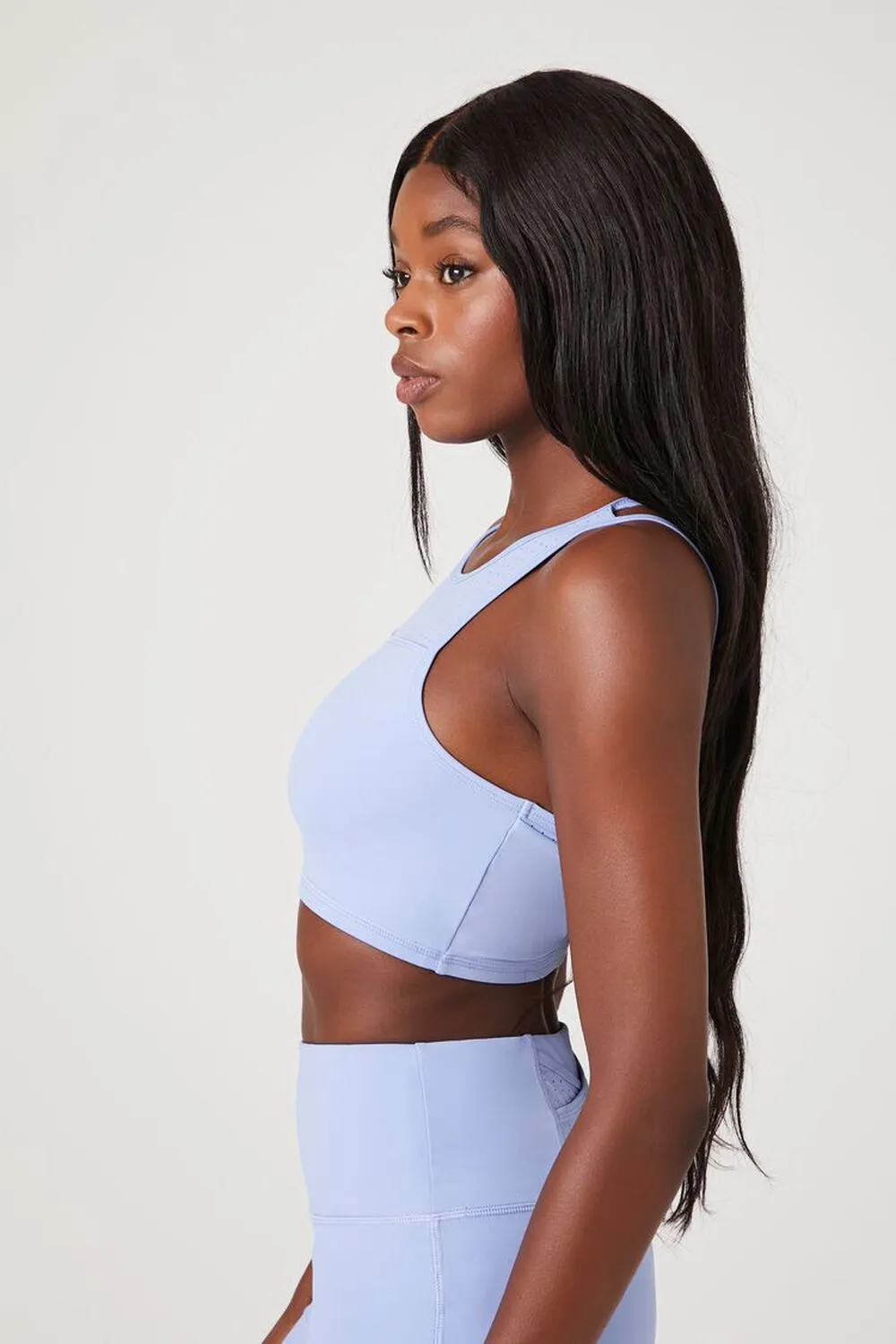 Forever 21 Asymmetrical Double Strap Sports Bra, Blue