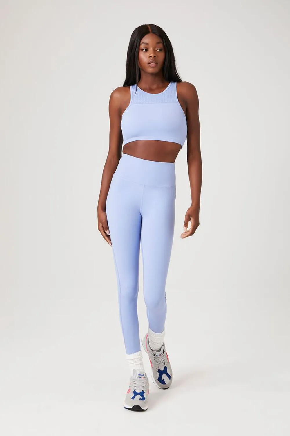 Forever 21 Asymmetrical Double Strap Sports Bra, Blue