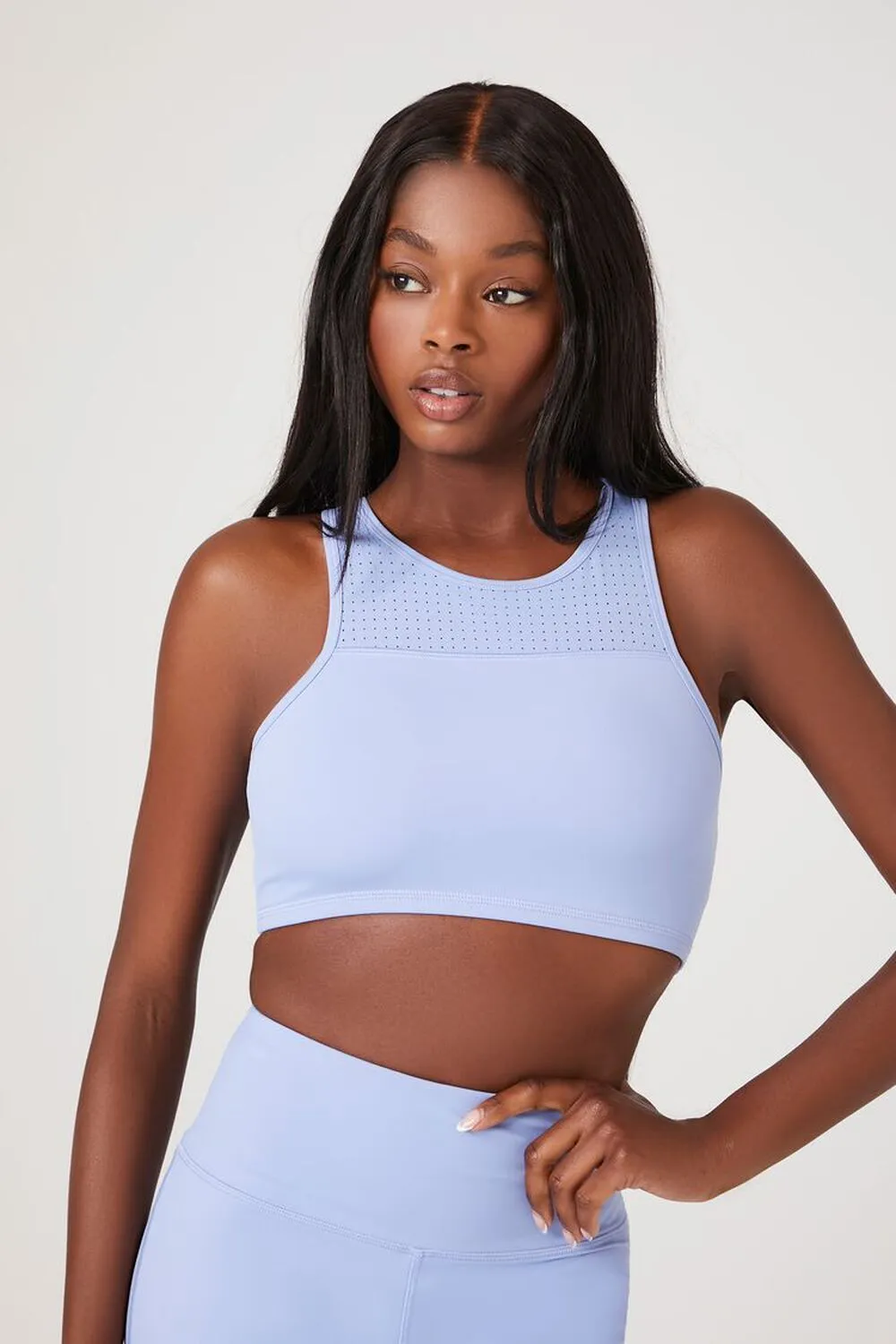 Forever 21 Asymmetrical Double Strap Sports Bra, Blue