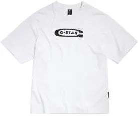 G Star Raw Mens Old School Logo Boxy T Shirt White