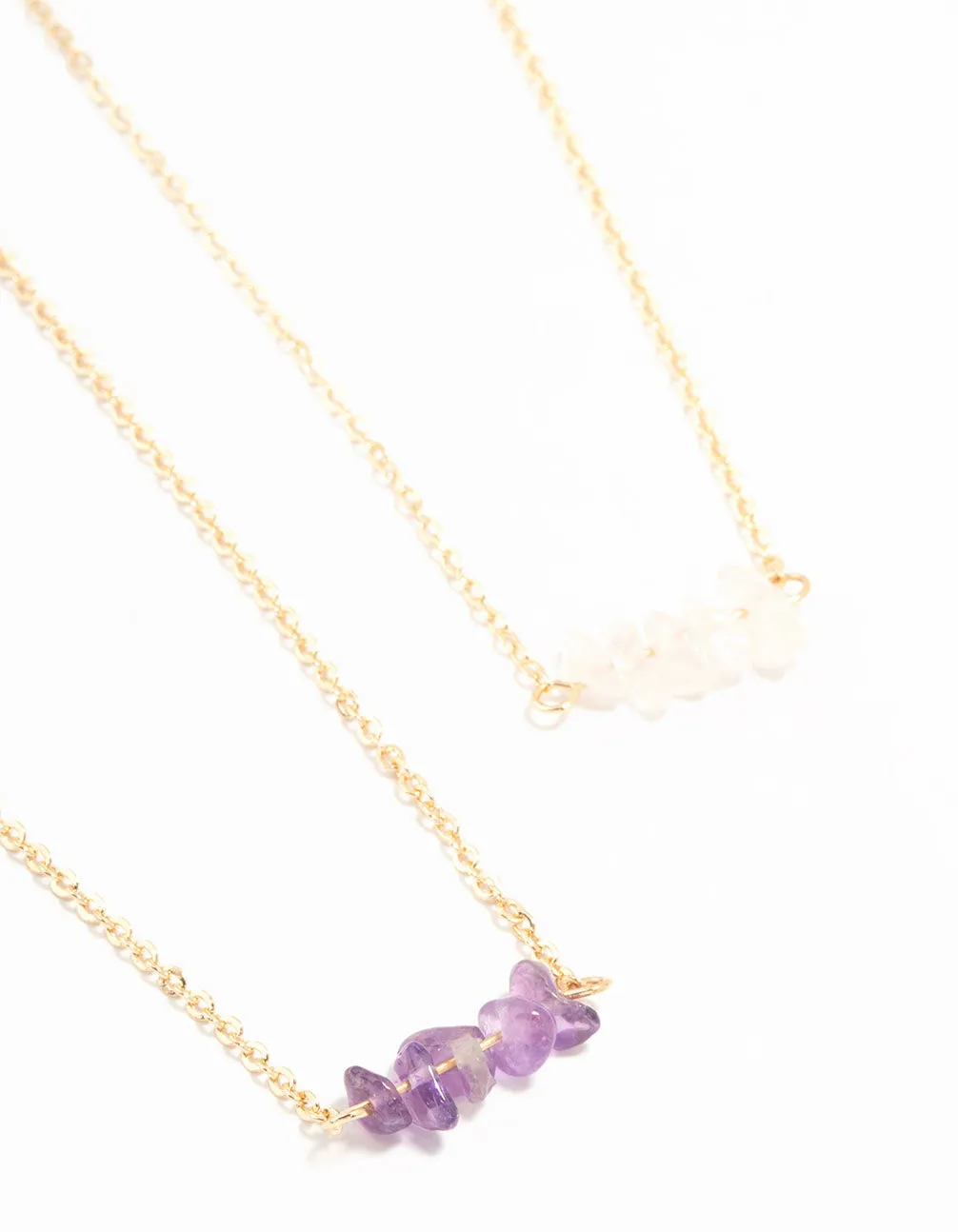 Gold Semi-Precious Chip Necklaces 2-Pack