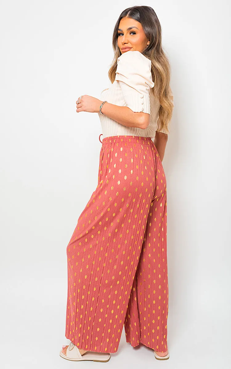 Gold Spot Pleated Trouser with Drawstring